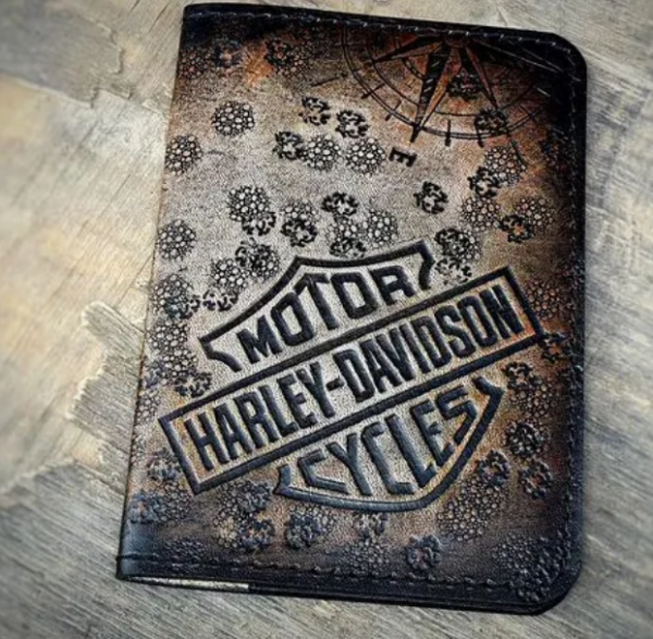 Обложка для паспорта Harley Davidson компас кожаная ручная работа