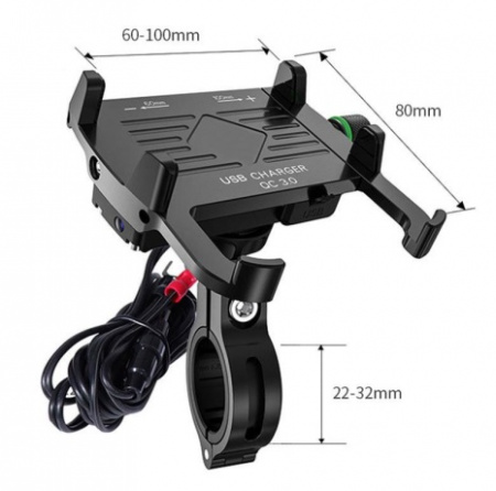 Мото держатель с зарядным устройством R10 USB QC