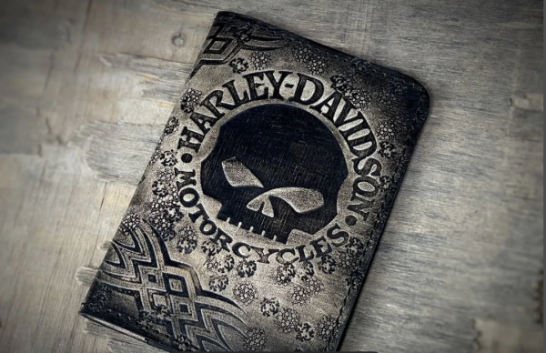 Обложка для паспорта Harley Davidson кожаная ручная работа